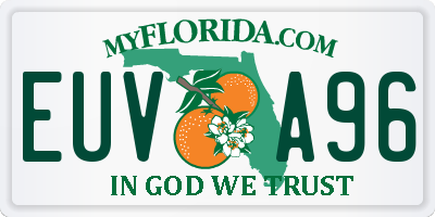 FL license plate EUVA96