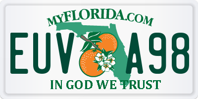 FL license plate EUVA98