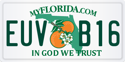 FL license plate EUVB16