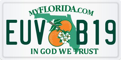 FL license plate EUVB19