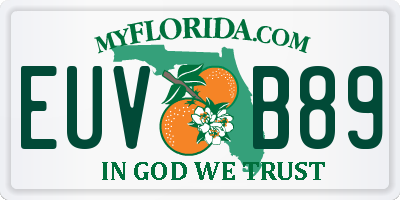 FL license plate EUVB89