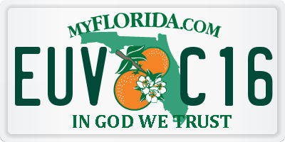 FL license plate EUVC16