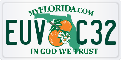 FL license plate EUVC32
