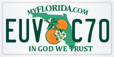 FL license plate EUVC70