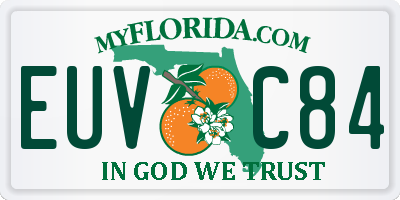 FL license plate EUVC84