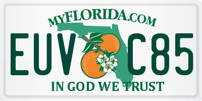 FL license plate EUVC85