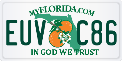 FL license plate EUVC86