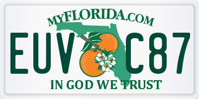 FL license plate EUVC87