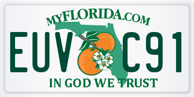 FL license plate EUVC91
