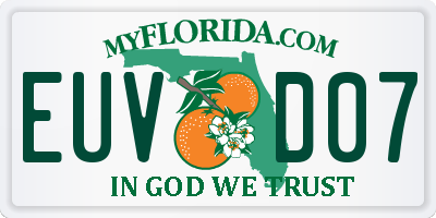 FL license plate EUVD07