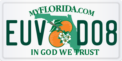 FL license plate EUVD08