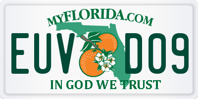 FL license plate EUVD09