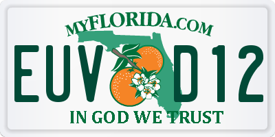 FL license plate EUVD12