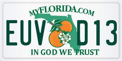 FL license plate EUVD13