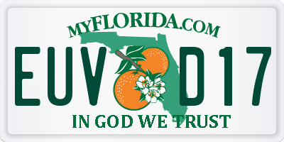 FL license plate EUVD17