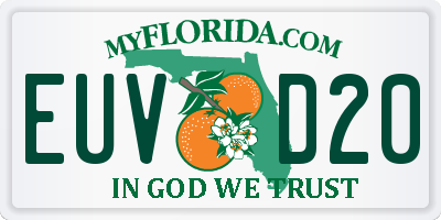 FL license plate EUVD20