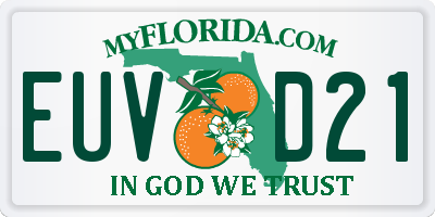 FL license plate EUVD21