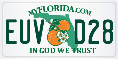 FL license plate EUVD28