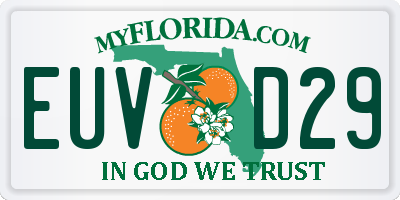 FL license plate EUVD29