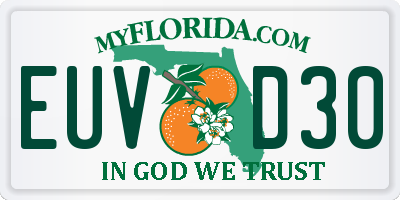 FL license plate EUVD30