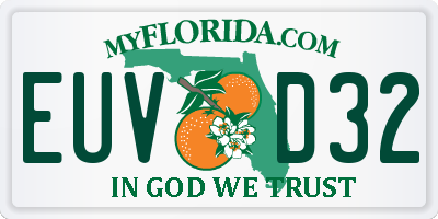 FL license plate EUVD32