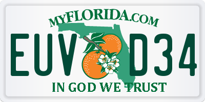 FL license plate EUVD34