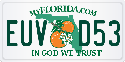 FL license plate EUVD53