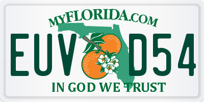 FL license plate EUVD54