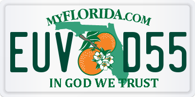 FL license plate EUVD55