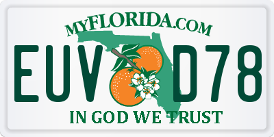 FL license plate EUVD78