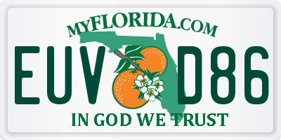 FL license plate EUVD86