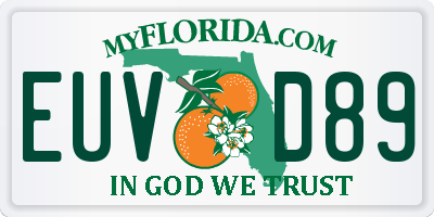 FL license plate EUVD89