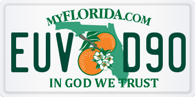 FL license plate EUVD90