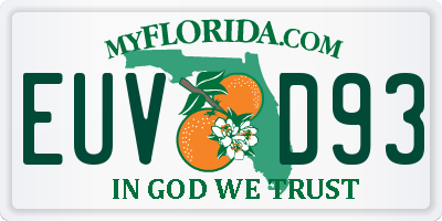 FL license plate EUVD93