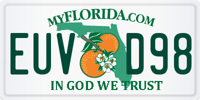 FL license plate EUVD98