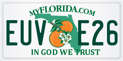 FL license plate EUVE26