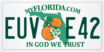 FL license plate EUVE42
