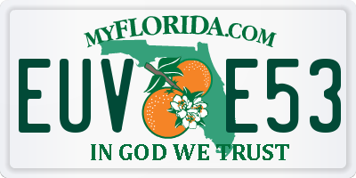 FL license plate EUVE53