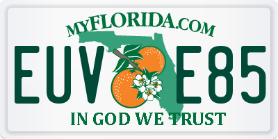 FL license plate EUVE85