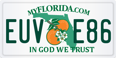 FL license plate EUVE86