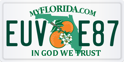 FL license plate EUVE87