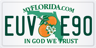 FL license plate EUVE90