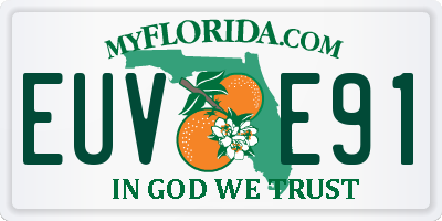 FL license plate EUVE91