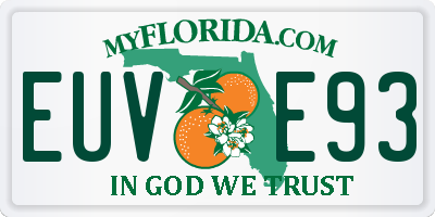 FL license plate EUVE93