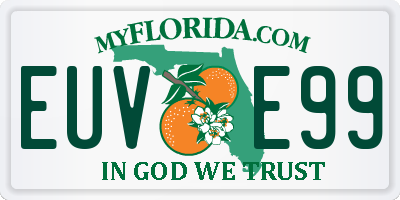 FL license plate EUVE99