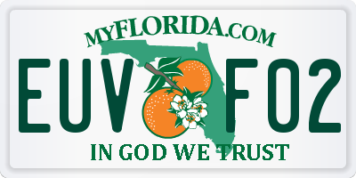 FL license plate EUVF02