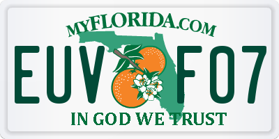 FL license plate EUVF07