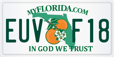 FL license plate EUVF18