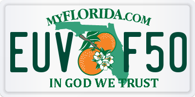 FL license plate EUVF50