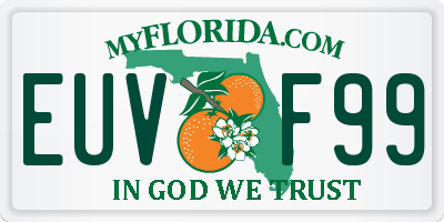 FL license plate EUVF99